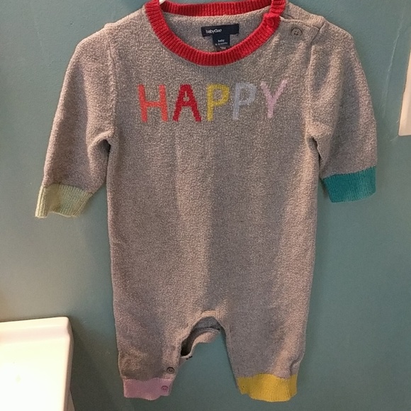 🌈 babyGap 6-12 HAPPY softest sweater romper 🌈 - Picture 1 of 7
